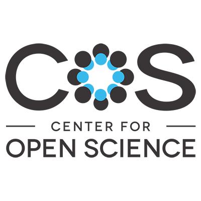 Center for Open Science logo in black white and blue