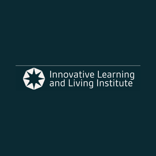 Innovative Learning and Living Institute white logo on dark green background.