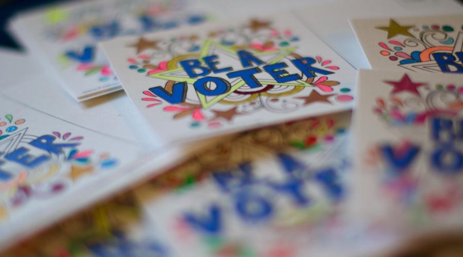 Colorful "Be A Voter" stickers