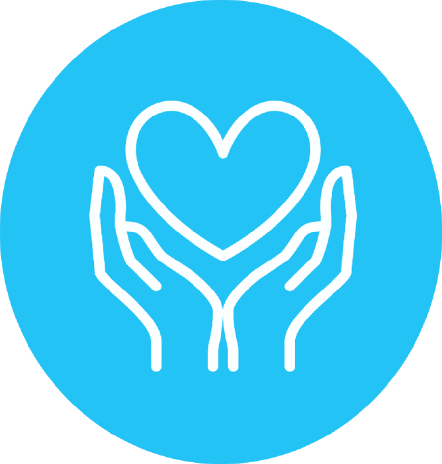Icon of hands holding a heart.