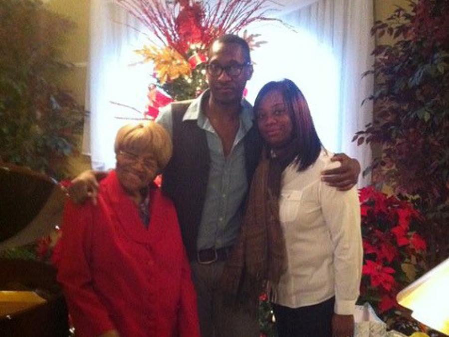 Christmas photo of Rodney McKenzie and his grandmother