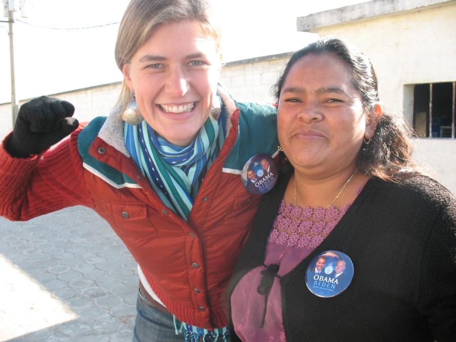 Two women advocating for farm workers in Guatamala