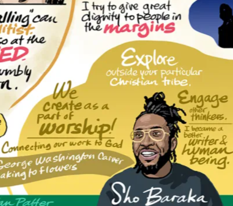 Graphic notes from a Sho Baraka talk